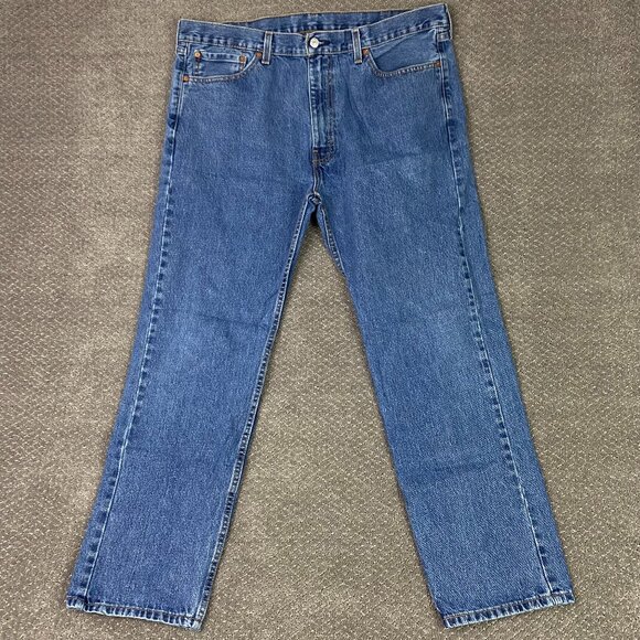 Levi's 505 Regular Fit Straight Leg Jeans Men's 40 x 32 Fits 41 x 31 Blue Cotton - Picture 1 of 12